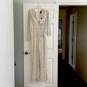 Mac Duggal- 5120M Beaded Plunging V-Neck Jumpsuit